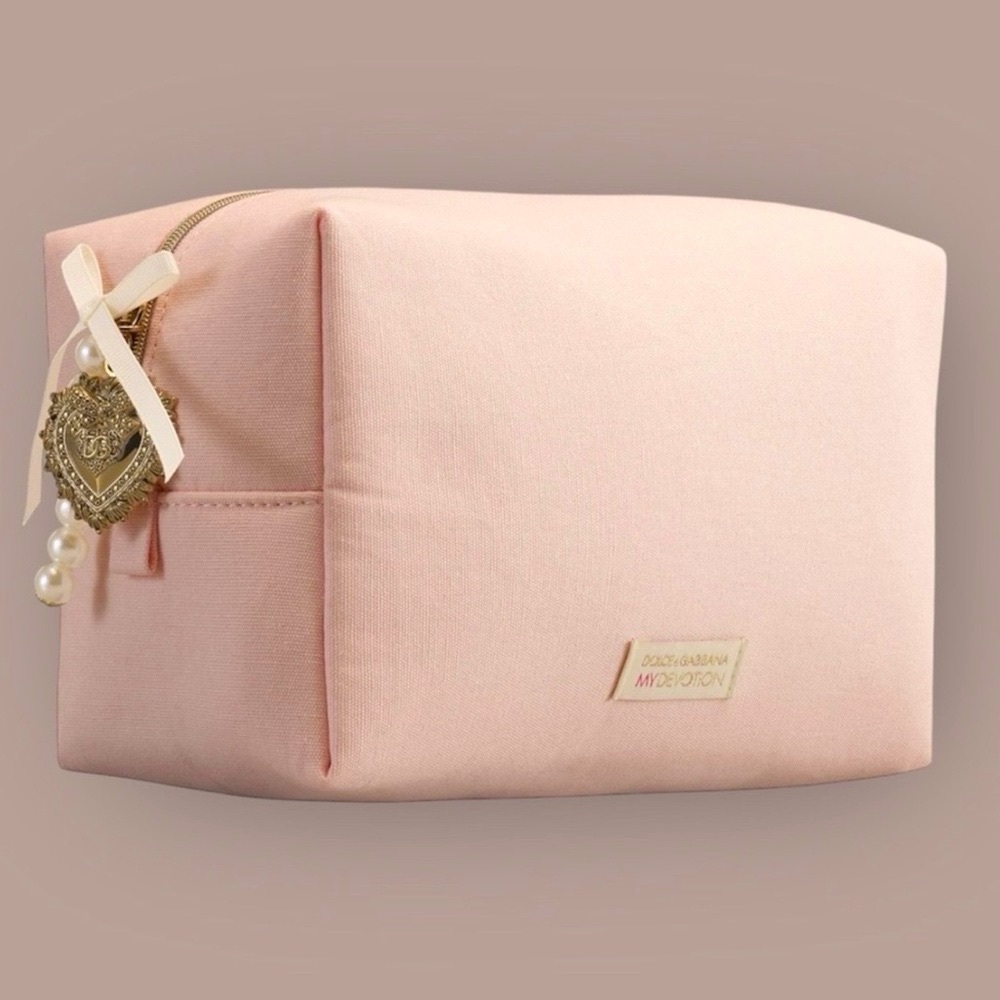 Dolce & Gabbana Makeup Bag Cosmetic Pouch Light Pink Medium New